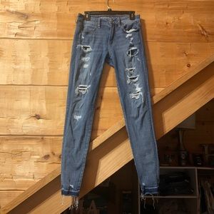 American Eagle Distressed Jeans with jean underlay